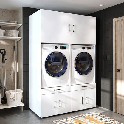 RoomArt A Plus Twin Washer & Dryer Cabinet Set in White
