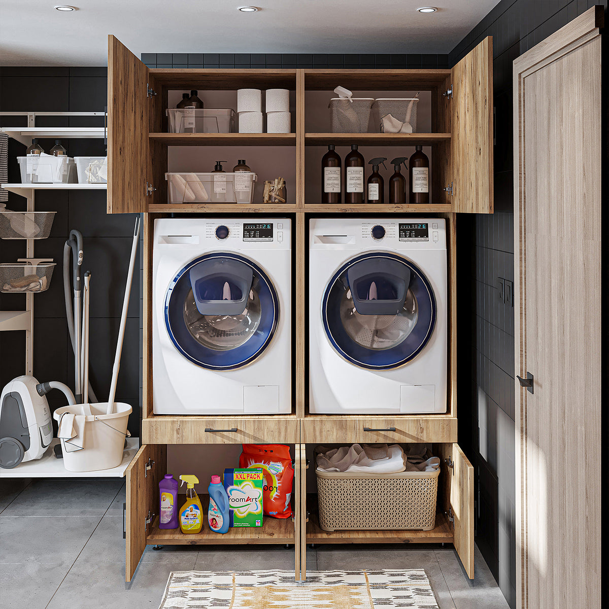 RoomArt A Plus Twin Washer & Dryer Cabinet Set – view 2