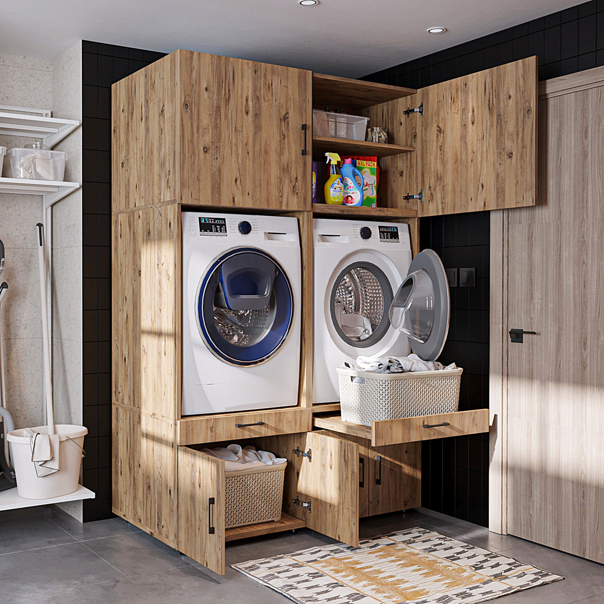 RoomArt A Plus Twin Washer & Dryer Cabinet Set – view 3