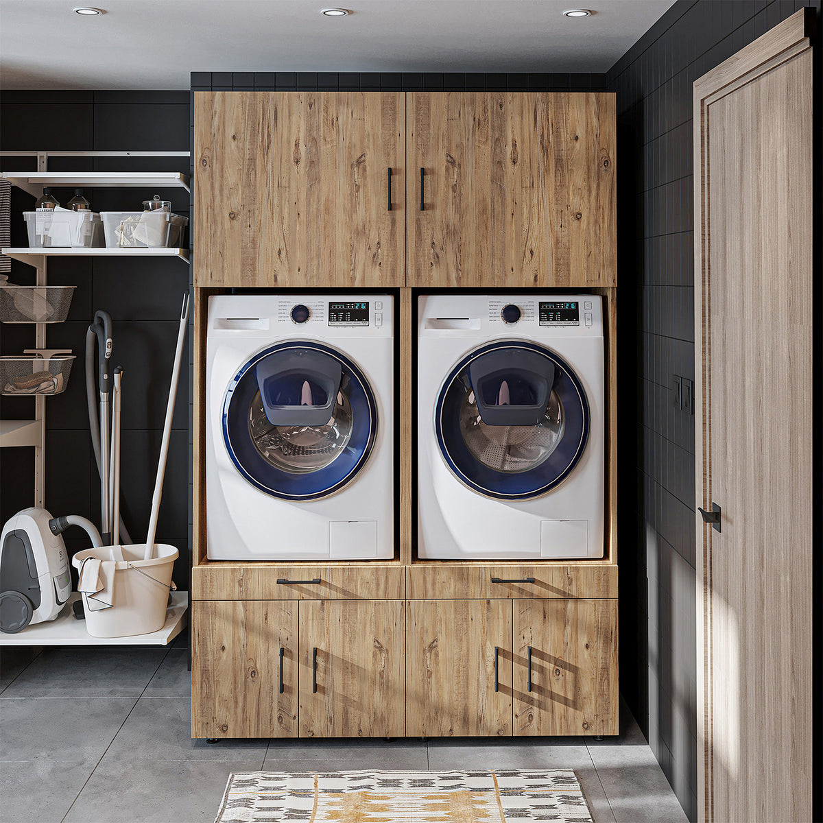 RoomArt A Plus Twin Washer & Dryer Cabinet Set