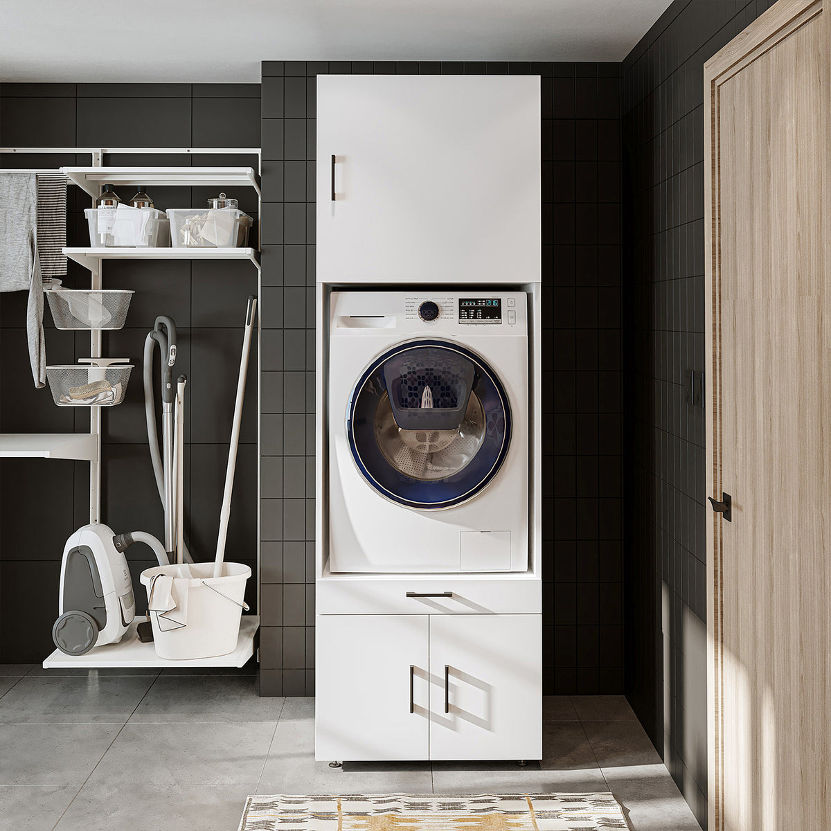 RoomArt A Washer & Dryer Cabinet in White – view 3