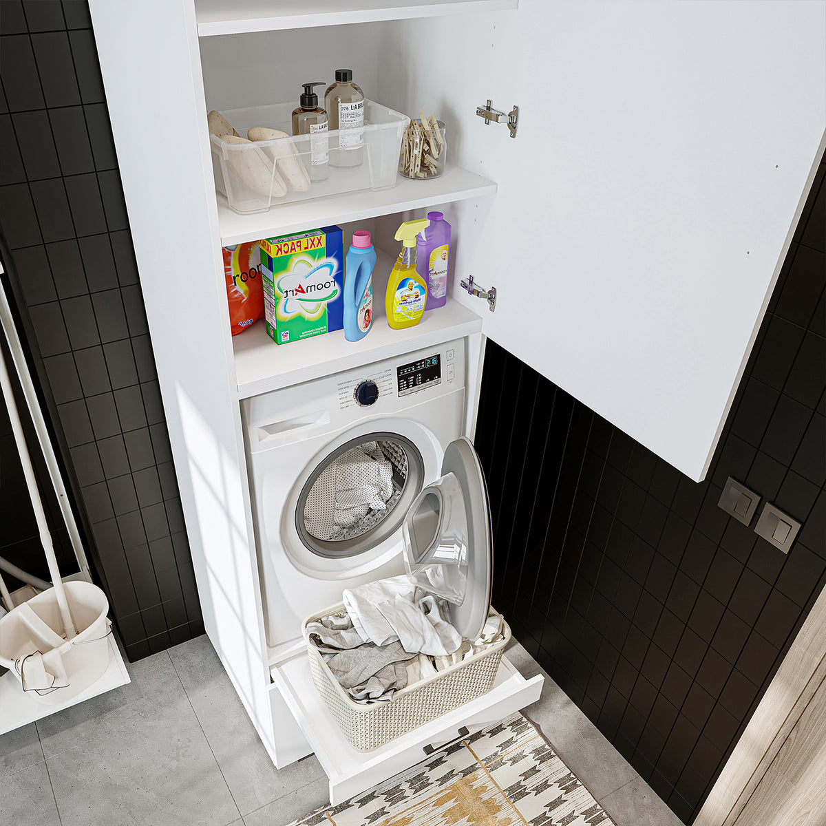 RoomArt A Washer & Dryer Cabinet in White – view 9
