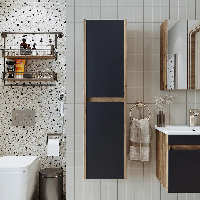 RoomArt Atlantic 3-Piece Bathroom Furniture Set, 65 cm in Anthracite and Oak – view 5