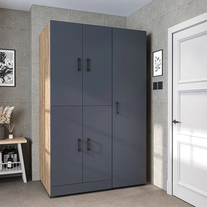 RoomArt Dora Washer & Dryer Cabinet with Side Storage 115cm in Anthracite and Oak – view 5