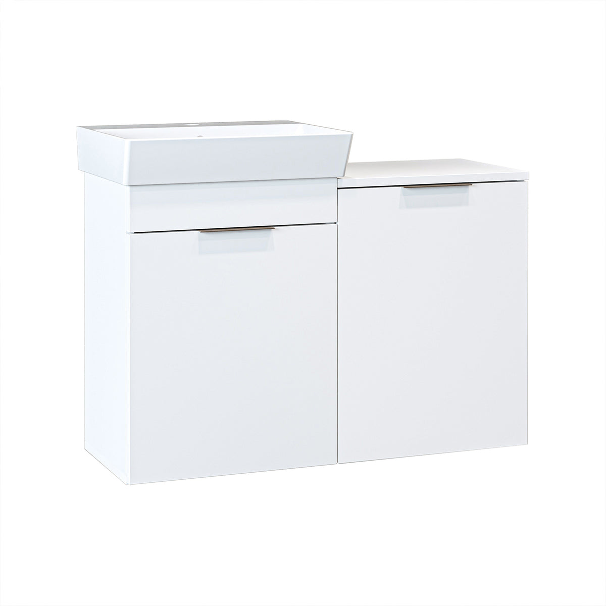 RoomArt Dubai Wall Hung Bathroom Vanity Unit with Basin & Laundry Tilt Cabinet 92cm in White – view 6