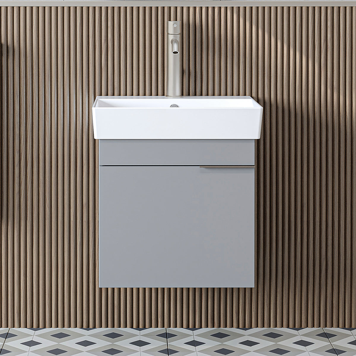 RoomArt Likya Vanity Unit with Ceramic Washbasin, 49 cm in Ash Grey – view 3