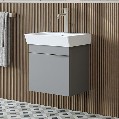 RoomArt Likya Vanity Unit with Ceramic Washbasin, 49 cm in Ash Grey