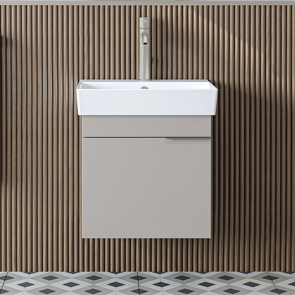 RoomArt Likya Vanity Unit with Ceramic Washbasin, 49 cm in Sandstone – view 3