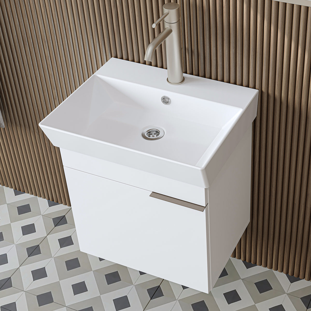 RoomArt Likya Vanity Unit with Ceramic Washbasin, 49 cm in White – view 4