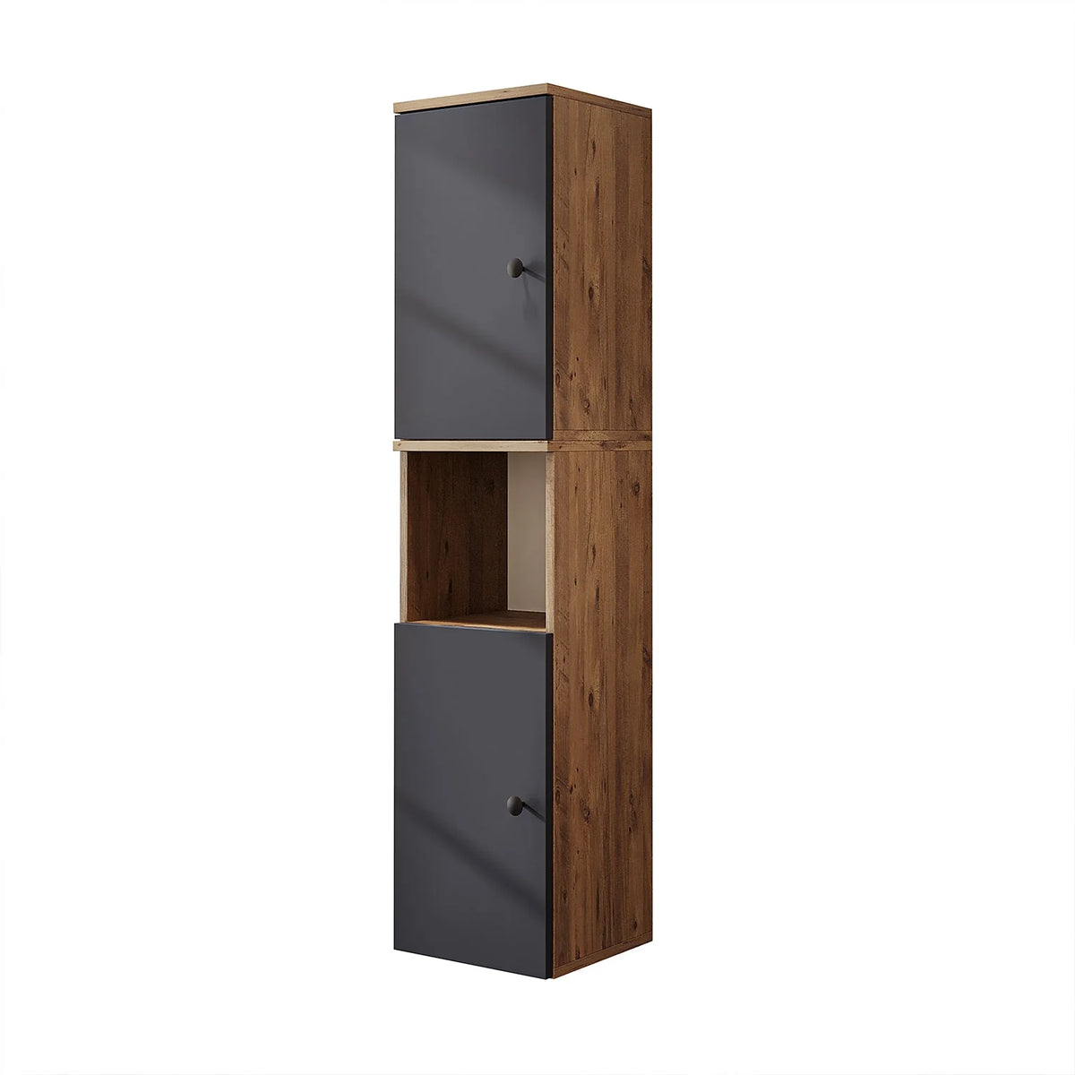 RoomArt Lotus Bathroom Towel Storage Cabinet in Anthracite and Oak – view 13