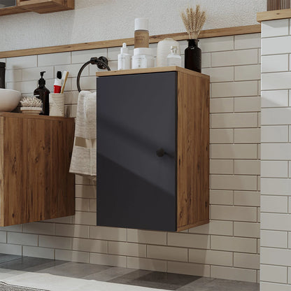 RoomArt Lotus Bathroom Towel Storage Cabinet in Anthracite and Oak – view 14