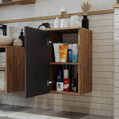 RoomArt Lotus Bathroom Towel Storage Cabinet in Anthracite and Oak – view 5