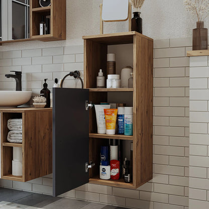 RoomArt Lotus Bathroom Towel Storage Cabinet in Anthracite and Oak – view 7