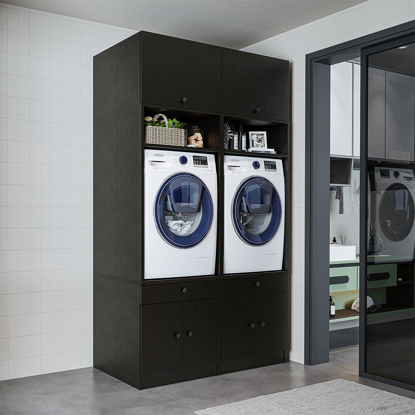 Roomart 1000 — Modular Twin Washer & Dryer Cabinet Set