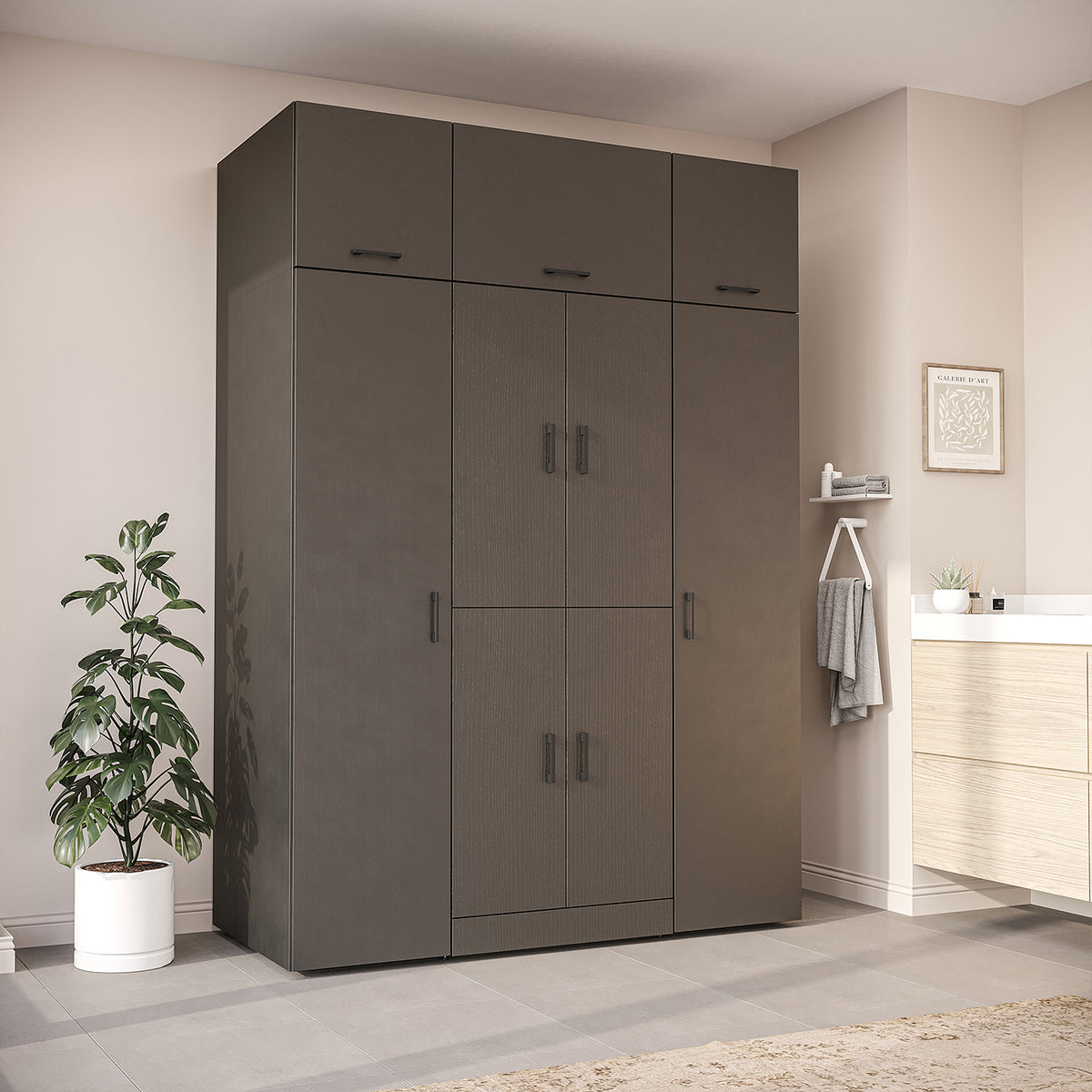 Roomart Dora Wall - Washer & Dryer Cabinet with Side Storage - 160cm
