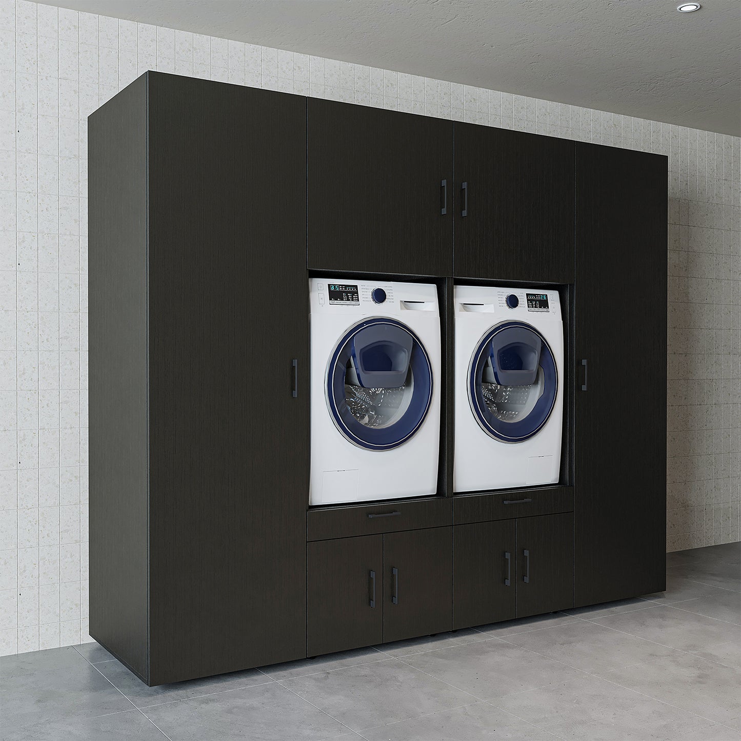 The Roomart A Luxe Line - Twin Washer & Dryer Cabinet Set with Side Storage Units