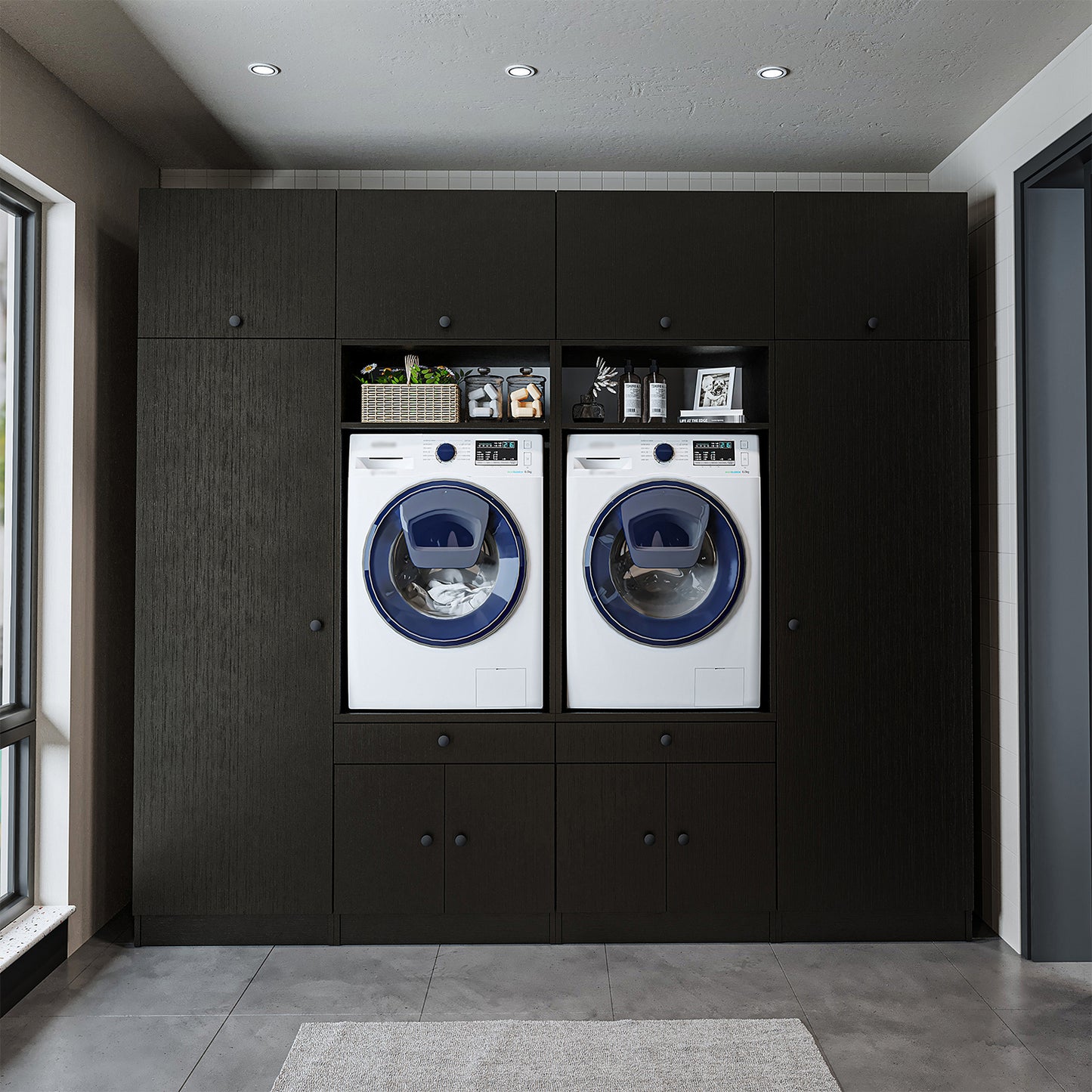 Roomart 1000 Luxe Line — Twin Washer & Dryer with Matching Side Cabinets