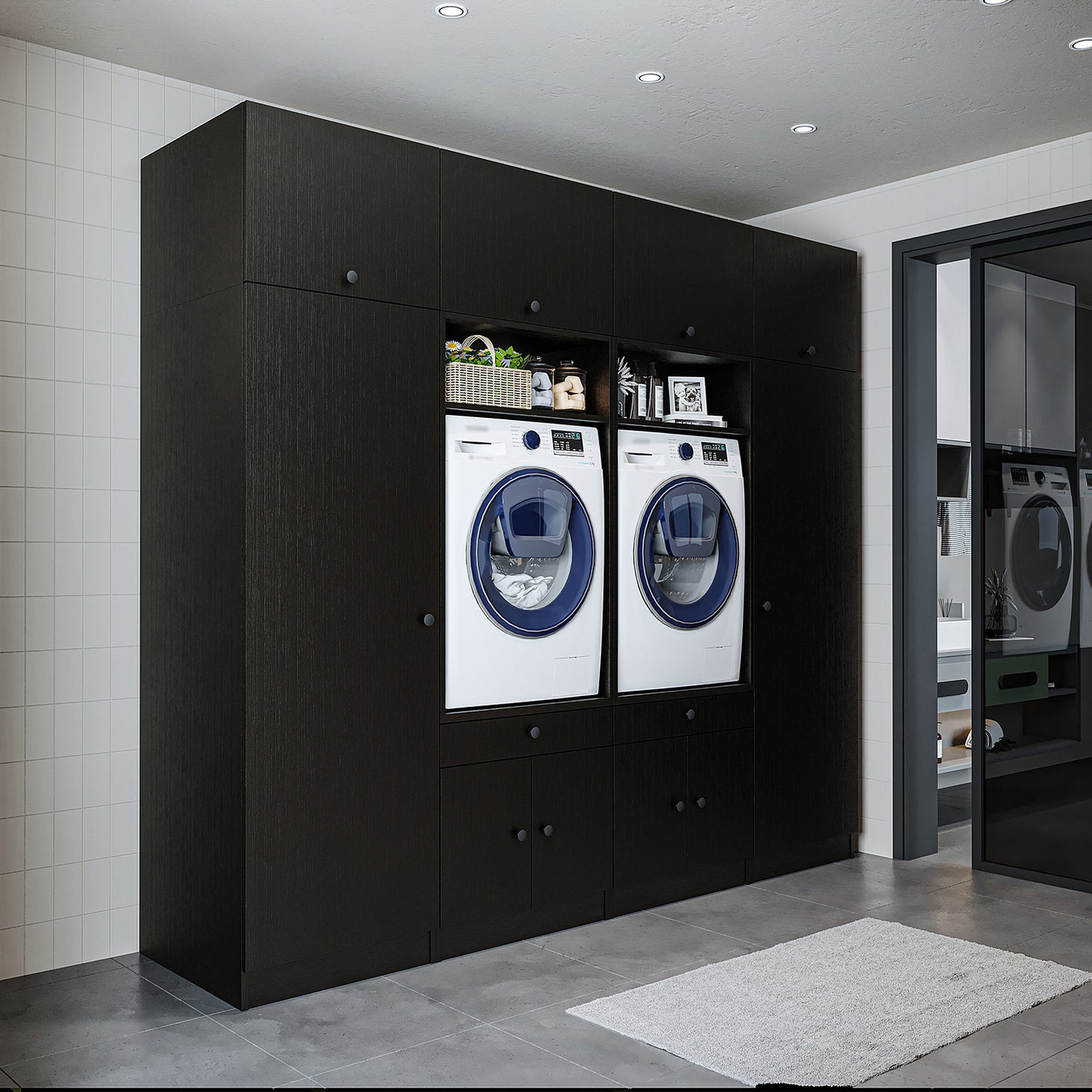 Roomart 1000 Luxe Line — Twin Washer & Dryer with Matching Side Cabinets