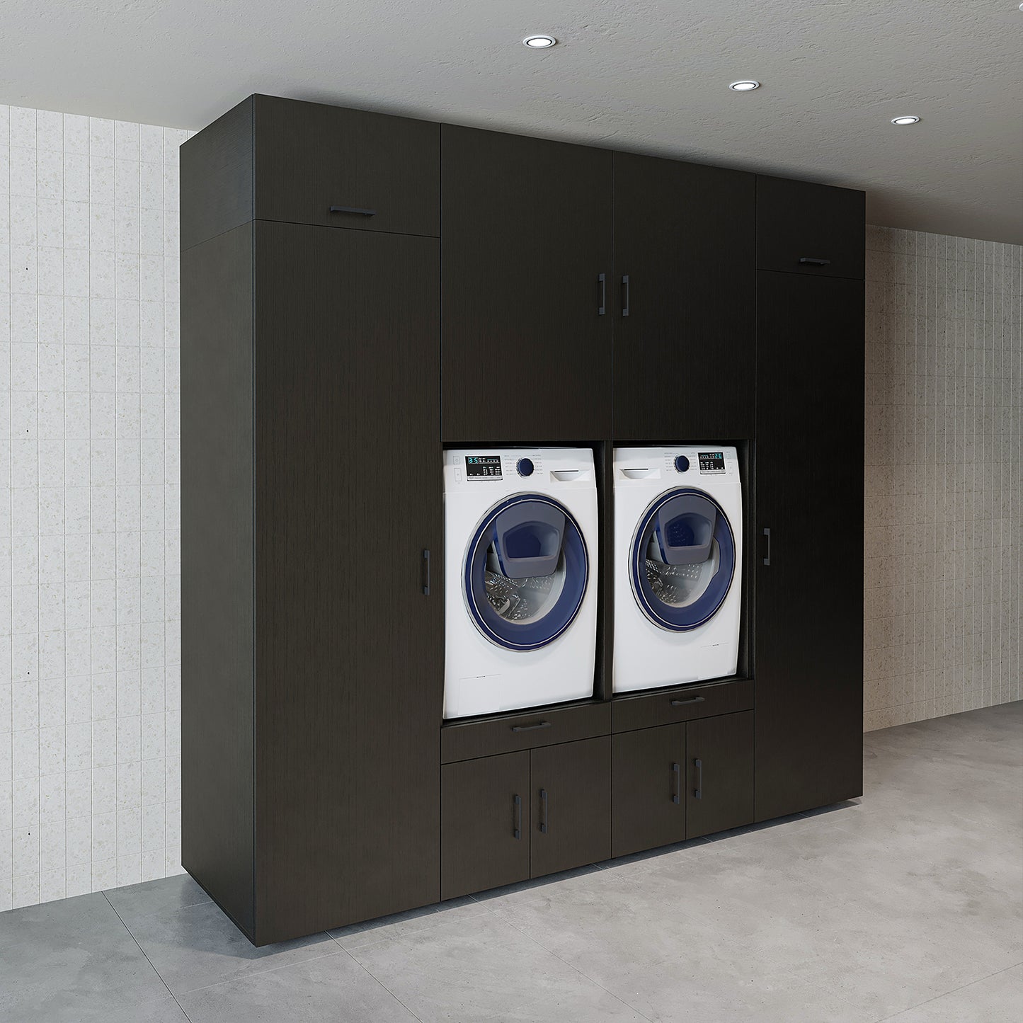The Roomart A Luxe Line - Twin Washer & Dryer Cabinet Set with Side Storage Units