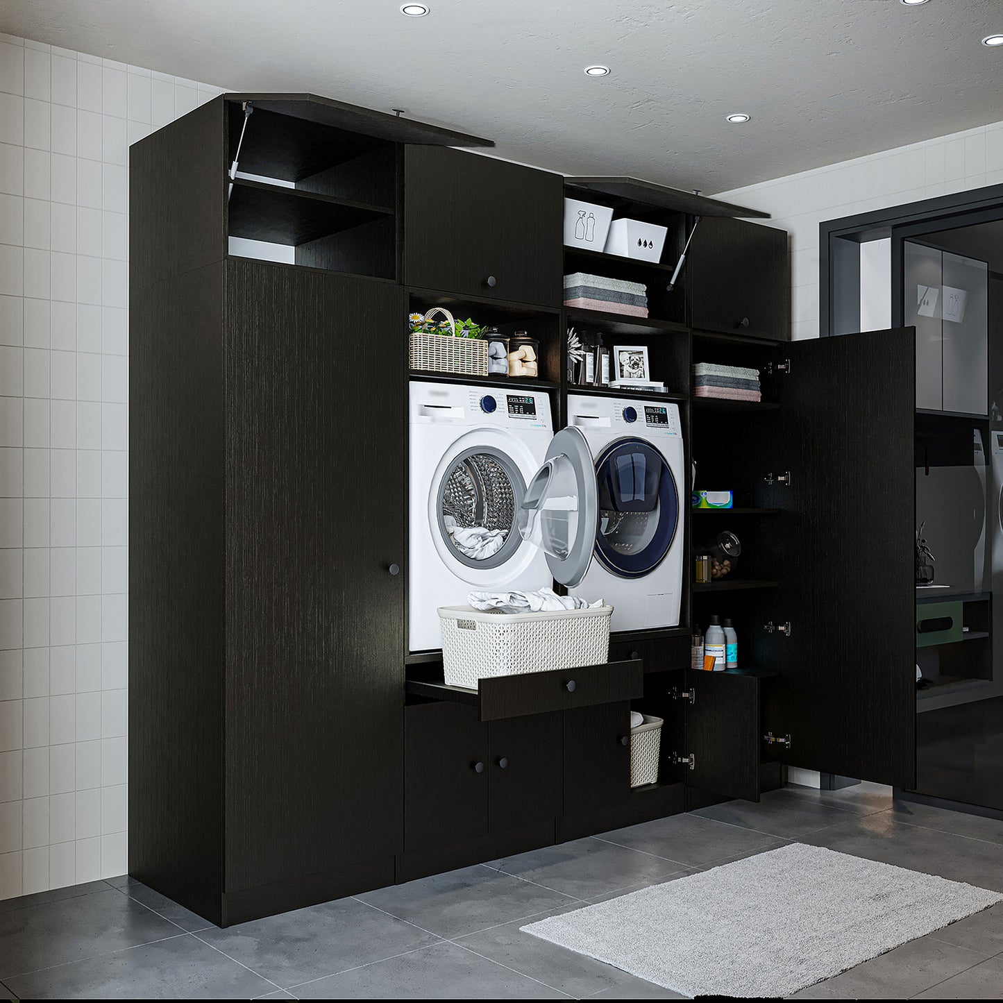 Roomart 1000 Luxe Line — Twin Washer & Dryer with Matching Side Cabinets