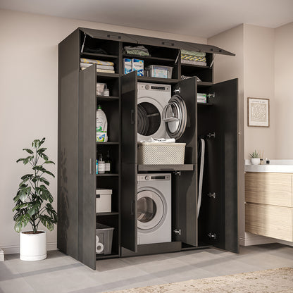 Roomart Dora Wall - Washer & Dryer Cabinet with Side Storage - 160cm