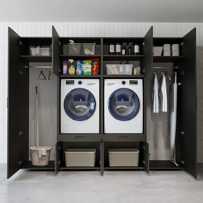The Roomart A Luxe Line - Twin Washer & Dryer Cabinet Set with Side Storage Units