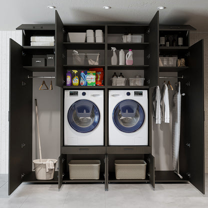 The Roomart A Luxe Line - Twin Washer & Dryer Cabinet Set with Side Storage Units