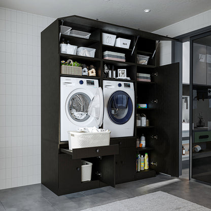 Roomart 1000 Plus — Twin Washer & Dryer Cabinet Set with Side Storage