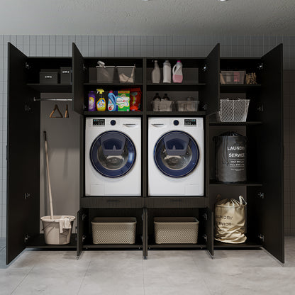 The Roomart A Luxe Line - Twin Washer & Dryer Cabinet Set with Side Storage Units
