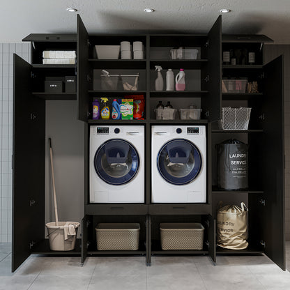 The Roomart A Luxe Line - Twin Washer & Dryer Cabinet Set with Side Storage Units