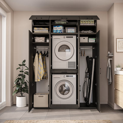 Roomart Dora Wall - Washer & Dryer Cabinet with Side Storage - 160cm