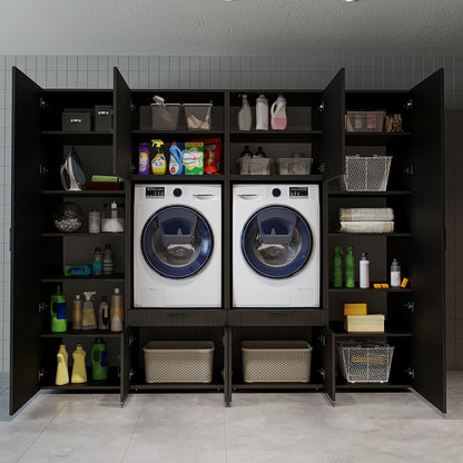 The Roomart A Luxe Line - Twin Washer & Dryer Cabinet Set with Side Storage Units