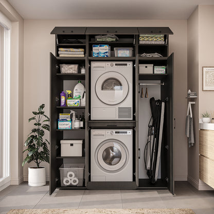 Roomart Dora Wall - Washer & Dryer Cabinet with Side Storage - 160cm