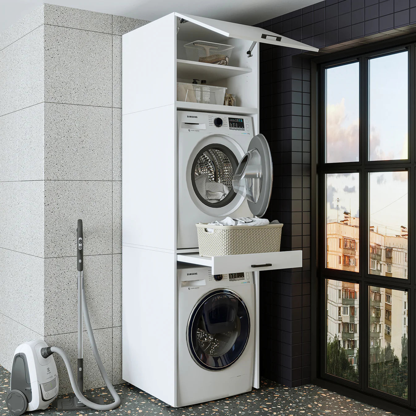 Roomart Duo - Washing Machine Cabinet With Pull-Out Shelf