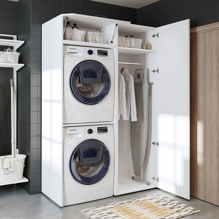 RoomArt Duo Cabinet with Hinged Top Cupboard &amp; Matching-Height Side Storage