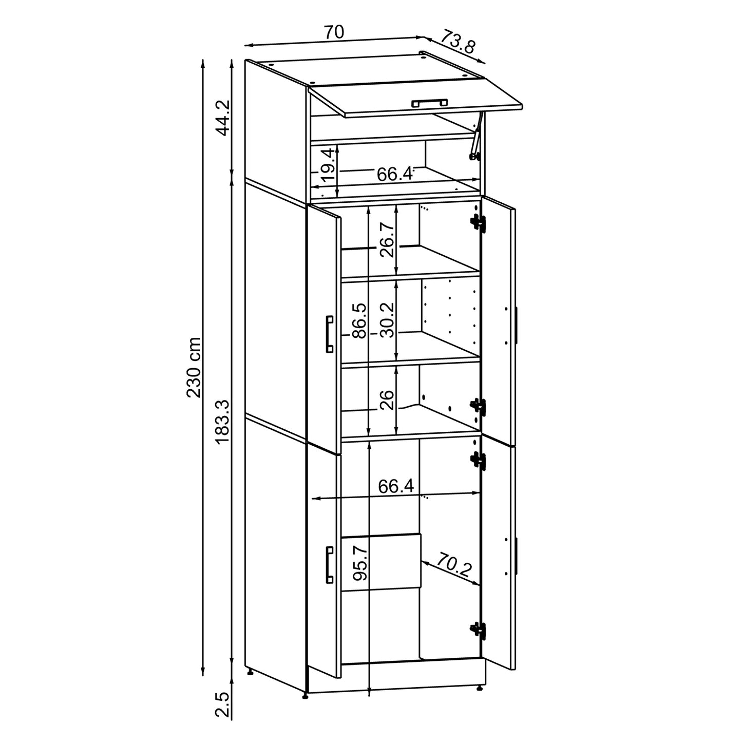 Roomart Dora Flex - 2-in-1 Cabinet for Washing Machine with Storage Shelves or Dryer Stacker